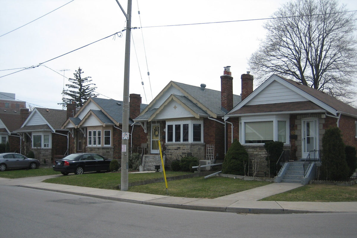 Classic brick bungalows on an East York street