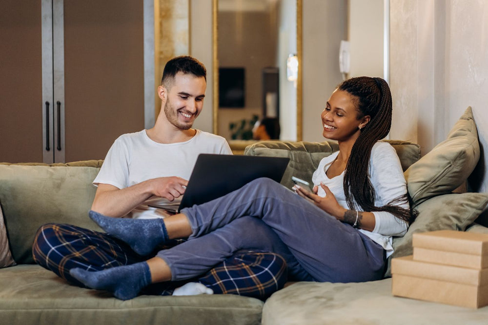 Couple choosing a new water heater online